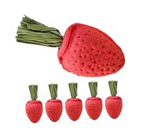 UKCOCO 6pcs Strawberry Shaped Chew for Small Animals Engaging Rabbit Chew for Teeth Health for Chinchillas Guinea Pigs Hamsters Bunnies to Alleviate Boredom