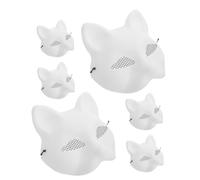 UKCOCO 6pcs White Fox Cat Half Face Masks Unpainted DIY Masquerade Masquerade Masks Breathable Design for Halloween Carnival Cosplay Party Accessories