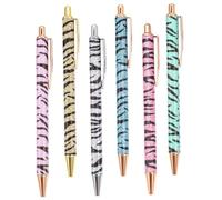 UKCOCO 6Pcs Zebra Print Ballpoint Pens Plastic Quick Drying Ink Multi Color for Daily Writing Crafting and Office Use Adorable Household Pen Students and Adults