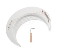 UKCOCO 7-string Wooden Moon Lyre Harp for Beginners with Tuning Wrench, Portable Crescent-shaped String Musical Instrument for Home, Travel, and Music Practice