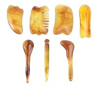 UKCOCO 7pcs Massage Scraping Board Scraping Plate Resin Facial and Body Massage Tool Set Promote Suitable for Beauty Salon and Home-use with Triangle Fish-shaped Concave Eye Stick Point