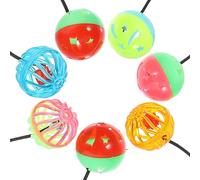 UKCOCO 7Pcs Reptile Bell Balls with Suction Cup and Rope for Small Pets Such As Bearded Dragons and Lizards for Interactive Play Random Color