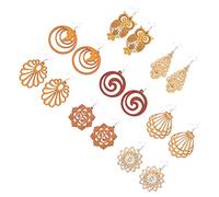 UKCOCO 8 Pairs Creative Wooden Earrings Set of Chic and Simple Ear Drops for Daily Wear Stylish Bohemian Design Durable Wood Material for
