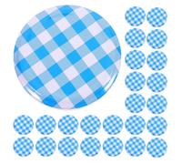 UKCOCO 80pcs Blue Checkered Airtight Sealing Mason Jar Lids, Regular Mouth 63# Metal Screw Caps Replacement for 58mm Wide Mouth Canning Jars, Food Storage Preserving Covers for Kitchen