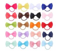 UKCOCO 80pcs Bow Hair Ties for Toddler Girls, 20 Colors, Mini Hair Bands | Mini Boutique Hair Bows, Elastic Ponytail Holders with Bows for Baby Girl Hair Styling Daily Wear