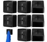 UKCOCO 8pcs Adhesive Mounted Black Towel Hooks for Kitchen and Bathroom Wall, Self-Adhesive Tea Towel Holders for Cabinets and Home Organization