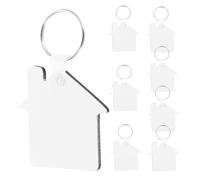 UKCOCO 8pcs DIY Sublimation Keychain Blanks House Shaped Key Rings for Custom Heat Transfer Printing Crafting Accessories