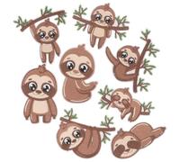 UKCOCO 8pcs Embroidered Sloth Cloth Patches Multi-use Sew-on Applique for Clothing and Hats, Cute Cartoon Style Sewing Patch for Mend and Reinforce Garment Accessories