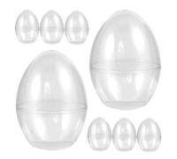 UKCOCO 8Pcs Fillable Plastic Easter Eggs Jumbo Ornaments Flat Bottom for Candy Packaging and Home Decoration