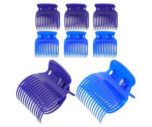 UKCOCO 8pcs Hot Roller Claw Clips Hair Curler Clamp Heat Resistant Styling Clips for Salon Use, Blue and Purple Set for Securing Electric Rollers and Hair Sectioning