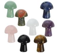 UKCOCO 8pcs Natural Crystal Mushroom Decor Set Amethyst, Rose Quartz, Green Aventurine, Quartz, Eye, Flower Greenstone, Obsidian, Blue Lace Agate Miniature Healing Crystals for DIY