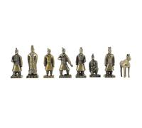 UKCOCO 8pcs Small Retro Metal Craft Terracotta Warriors Statue Set Emperor Qin Classic Figurines Home Office Decor