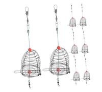 UKCOCO 8pcs Stainless Steel Bait Cage Lure Feeder Fish Trap Portable Fishing Bait Holder Cage Outdoor Feeder for Carp and Coarse Fishing
