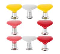 UKCOCO 8pcs Toilet Flush Button Pushers Heart Shape Toilet Tank Flusher Replacement Parts with 2cm Base Red Yellow White Pink for Bathroom Accessories
