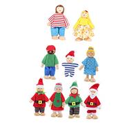 UKCOCO 9Pcs Wooden Family Hand Puppets for Movable Arms and Legs Creative Role Play for Imaginative Activities and Social Skills Development