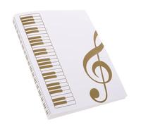 UKCOCO A4 Music Sheet Folder Document Organizer with 40 Pages Capacity, Multi-Function Student File Binder in Elegant White and Gold for Office and School Storage