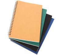 UKCOCO A5 Kraft Paper Coil Notepad 4pcs with 50 Lined Pages Each, Portable Multipurpose Spiral Notebooks for Planning, Note Taking, and Schedule Organizing in Natural, Black, Navy,