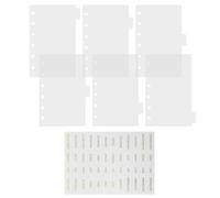 UKCOCO A7 Frosted Pp Binder Dividers 6-Ring Tab Index Organizer with Gold Foil Stickers, Plastic Divider Pages for Ring Binders, 7pcs Set for Planner and Notebook Inserts