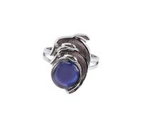 UKCOCO Adjustable Color Changing Mood Ring for Women with Cute Double Dolphin Design, Zinc Alloy Material, for Valentine's Day or Christmas Party Accessory