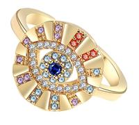 UKCOCO Adjustable Evil Eye Ring for Women Teen Fashionable Gold Enamel Open Finger Ring Chic Decorative Jewelry Gift Comfortable Fit