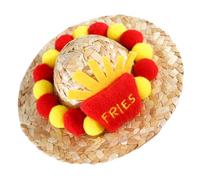 UKCOCO Adjustable French Fries Pet Hat for Small Dogs and Puppies, Lightweight Bamboo Woven Sunhat with Comfortable Design, for Pets’ Parties and Fun Cosplay Events