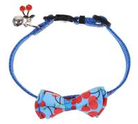 UKCOCO Adjustable Nylon Cat Collar with Decorative Cherry Bowknot, Comfortable and Wear-resistant Puppy Collar for Outdoor Use and Festival Parties