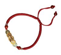 UKCOCO Adjustable Red String Auspicious Bracelet for Women, Handmade Woven Friendship Jewelry with Vintage Coin Charm, Fortune Rope Bracelet for Teens and Adults