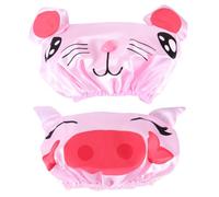 UKCOCO Adjustable Shampoo Hats Satin and EVA Material with Elastic Band 2 Pcs Waterproof Bathing Caps Cartoon Design and Cleaning Protection and Travelling for Bath Time