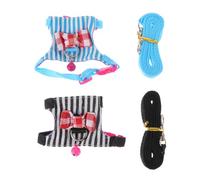 UKCOCO Adjustable Small Pet Harness Set for Hamster and Chinchilla, 2pcs Rat Leash with Blue and Black Stripes, Comfortable Portable Harness for Small Animals Walk