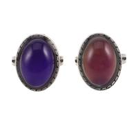 UKCOCO Adjustable Vintage Oval Mood Ring for Women, Colour Changing Zinc Alloy and Acrylic Statement Jewellery, for Special Occasions and Holidays