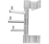 UKCOCO Aluminum Alloy Swivel 3-bar Wall-Mounted Towel Rack with Hooks, Space-Saving Bathroom and Kitchen Storage Organizer, No-Drill Installation, Silver