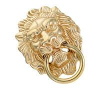 UKCOCO Antique Brass Lion Head Door Knocker Pull Handle for Cabinets and Wardrobes, Handmade Finish with Luxurious Feel, Vintage Golden Brass Ring Pull Suitable for Home Decor