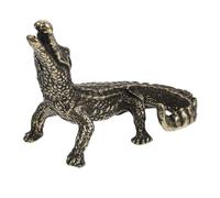 UKCOCO Antique Simulation Brass Crocodile Model Desktop Adornment Realistic Educational Animal Figurine for Creativity and Cognition Development