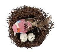 UKCOCO Artificial Bird Nest Hand Woven Rattan Foam Materials Includes Realistic Artificial Bird Statue Garden Decoration Decorating Tables Unique Rural Atmosphere Random Color