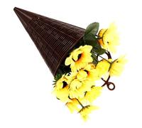 UKCOCO Artificial Sunflower Hanging Basket with Silk Bouquet, Fan-Shaped Wall Ornament Set of 2, Front Door Floral Display for Indoor and Outdoor Use