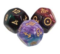 UKCOCO Astrological Tarot Dice 3Pcs 12-Sided Planetary Numbered Dice for Astrology Constellation Board Game