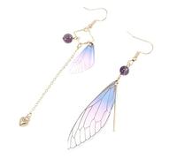 UKCOCO Asymmetric Tassel Drop Earrings Classic Purple Gold Bridal Dangle Jewelry for Women Bridesmaids Wedding Party Accessories