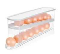 UKCOCO Automatic Rolling Egg Dispenser Organizer Tray for Fridge White Egg Holder under Shelf Storage Rack for Kitchen Counter and Refrigerator