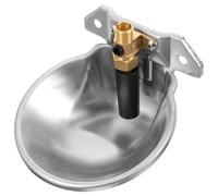 UKCOCO Automatic Water Trough for Livestock - Stainless Steel Water Bowl with Brass Valve for Horse Cattle Sheep Pigs - Farm Animal Drinking Feeder with Auto Fill Design