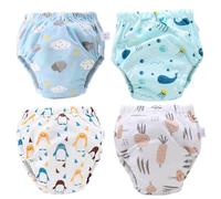 UKCOCO Baby Training Pants 4pcs Random Color for Infants and Toddlers Washable Cotton Potty Training Pants, Comfortable and Breathable Reusable Diapers for Boys and Girls
