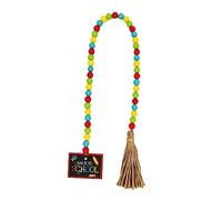 UKCOCO Back to School Wooden Garland Beads with Hanging Tassels Safe Wood Material Classroom Decoration Warm Welcome Centerpiece for First Day Rustic Natural Color Design