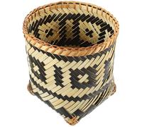 UKCOCO Bamboo Woven Waste Basket Small Household Garbage Organizer Paper Storage Container Decorative Woven Bin for Living Room Eco-friendly Storage Random Style