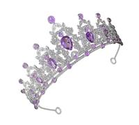 UKCOCO Baroque Bridal Crown Tiara Headband with Rhinestones Silver Purple Wedding Princess Headpiece for Brides Prom and Birthday Accessories