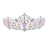 UKCOCO Baroque Rhinestone Bridal Tiara Crown Silver Purple Headpiece for Women Wedding Birthday Party Hair Accessory