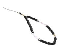 UKCOCO Beaded Mobile Phone Charm Wrist Strap Anti-lost Phone Lanyard with Chain in Dark Black for Universal Cellphone Hanging and Decorative Use