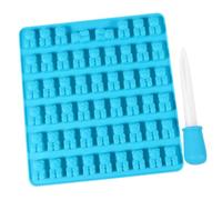 UKCOCO Bear 53-Cavities Random Color Non-Stick and Easy to Use DIY Candy Mold with Dropper Silicone Chocolate Mold for Home Kitchen and Party Baking