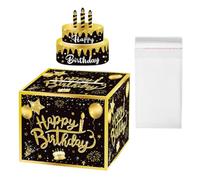 UKCOCO Birthday Money Pull out Box for Cash Gifts Paper Party Decoration with Surprise Explosion Feature for Birthday Celebration and Gathering