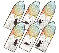 UKCOCO Black Cat Bookmark Set, 6 Pieces Ultra-Thin Creative Pet Scrapbook Page Markers, Decorative Art Bookmarks for Students and Women, Suitable for Reading and Journaling