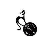 UKCOCO Black Cat Easy Cleaning Non-ticking Design Wall Clock Acrylic Material Lovely Cartoon Cat Shape Decorative Clock Living Room Restaurant