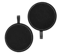 UKCOCO Black Leather Coasters, 1 Pair Cup Mat Pads for Drinks, Watermark and Heat Protection, Simple Insulated Cup Holders for Car and Table Use